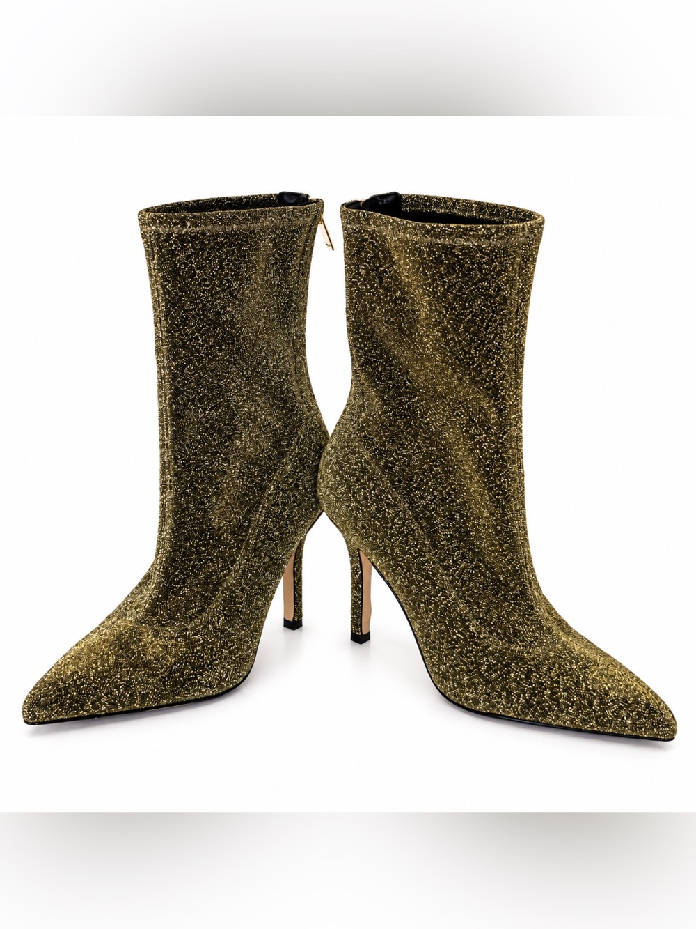 Marc Fisher LTD Breezy Gold Metallic Glitter Pointed Toe Sock Boots Size 7M